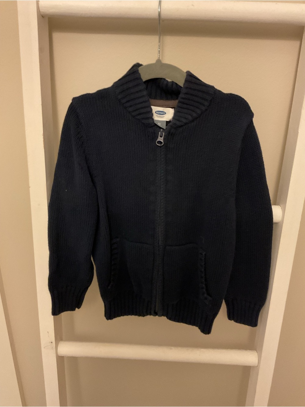 Old Navy Boys Navy Ribbed Zip Cardigan